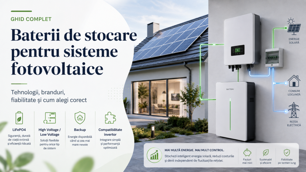 Baterii de stocare pentru sisteme fotovoltaice în 2026: tehnologii, branduri, fiabilitate și cum alegi corect